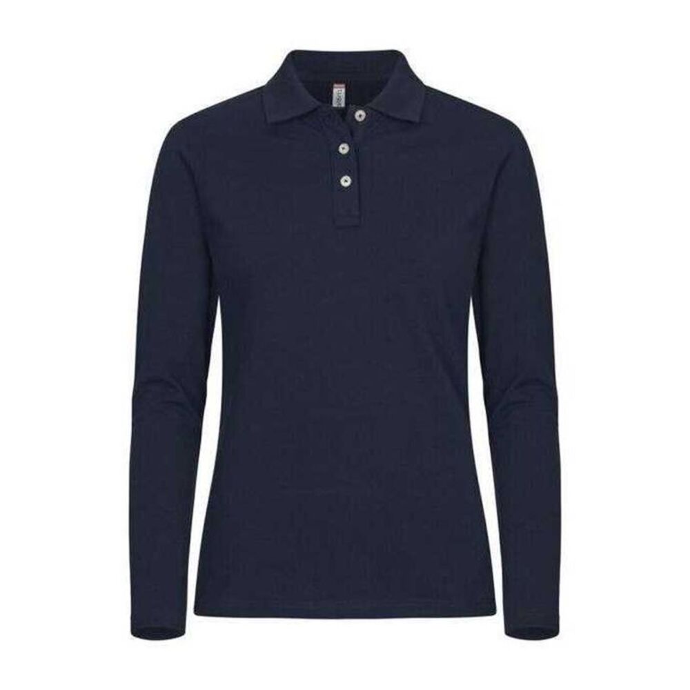 Clique Womens/Ladies  Stretch Long-Sleeved Polo Shirt / Dark Navy